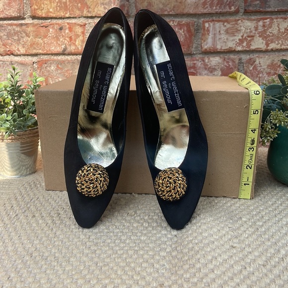 Stuart Weitzman black and gold  suede size 81/2. - Picture 2 of 9